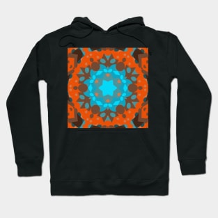 Retro Mandala Flower Blue and Orange Hoodie